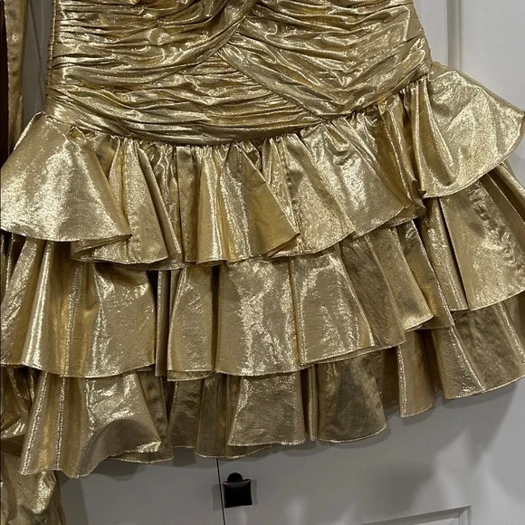 Cache Metallic Gold Evening Dress - Picture 4 of 10